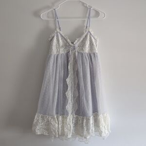 Delicate Lace Chemise - Cream and White